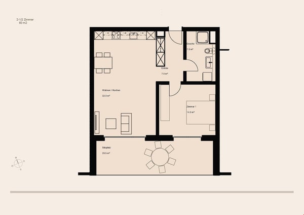 2.5 Zimmer 2 OG Wohnung mit 25 m Loggia 10