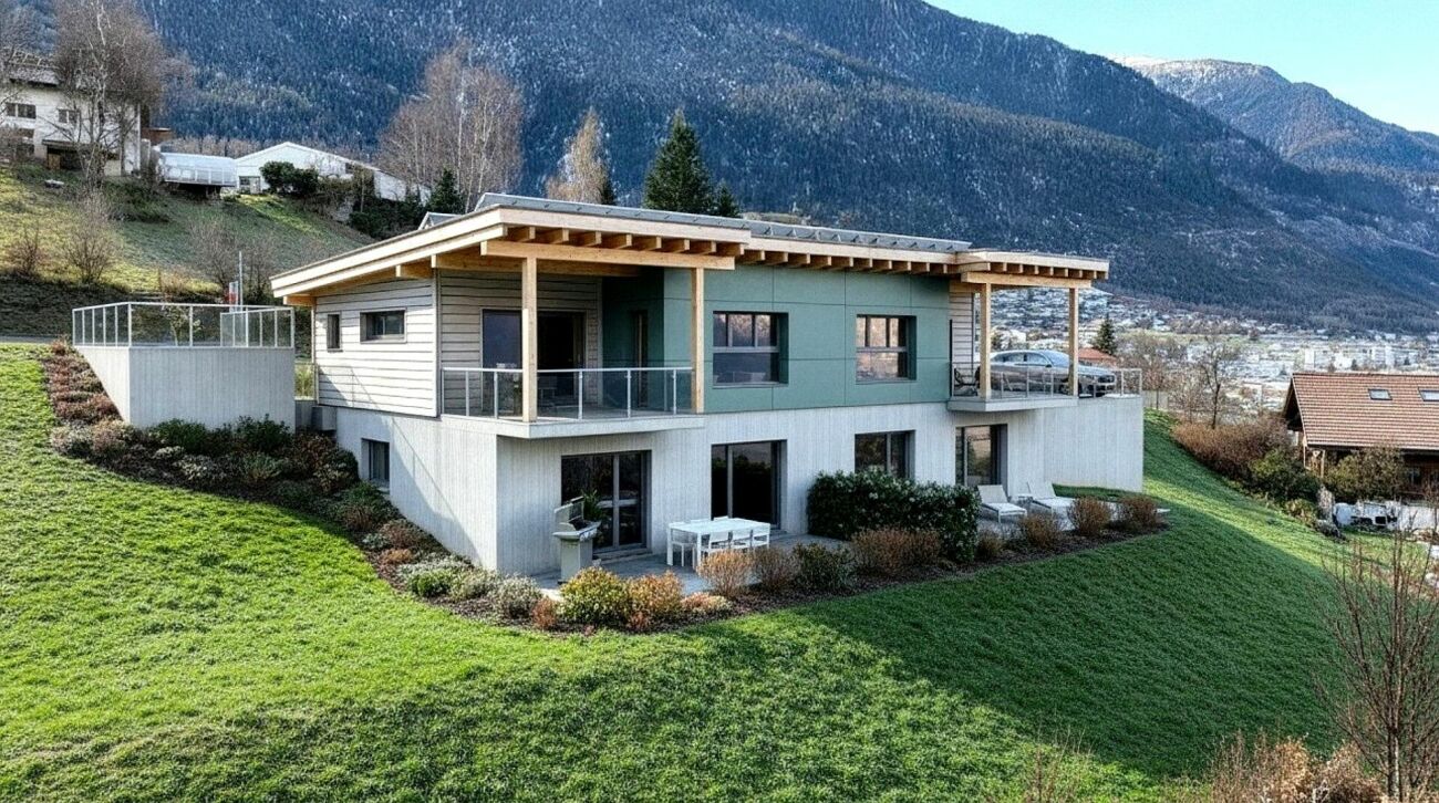 Exclusive semi-detached house above the roofs of Brig-Glis