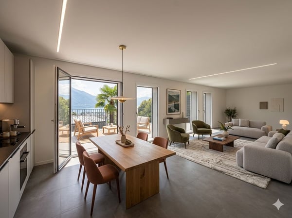 3.5-Zimmer-Wohnung mit Terrasse, Seesicht und Waldblick – totale Entspannung in der Residenza Lumino 1