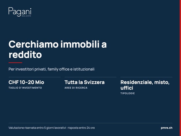 Cerchiamo immobili a reddito CHF 10–20 Mio in tutto il Ticino 7