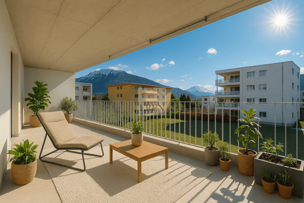 Appartement 1.5 pièces neuf de 88 m2 avec balcon-terrasse de 40m2 à louer à Conthey