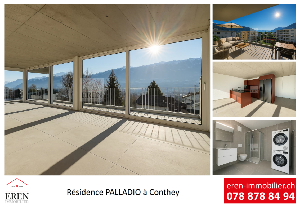 Résidence Palladio à Conthey : Appartements neufs haut de gamme du studio à l'attique 4,5 pièces