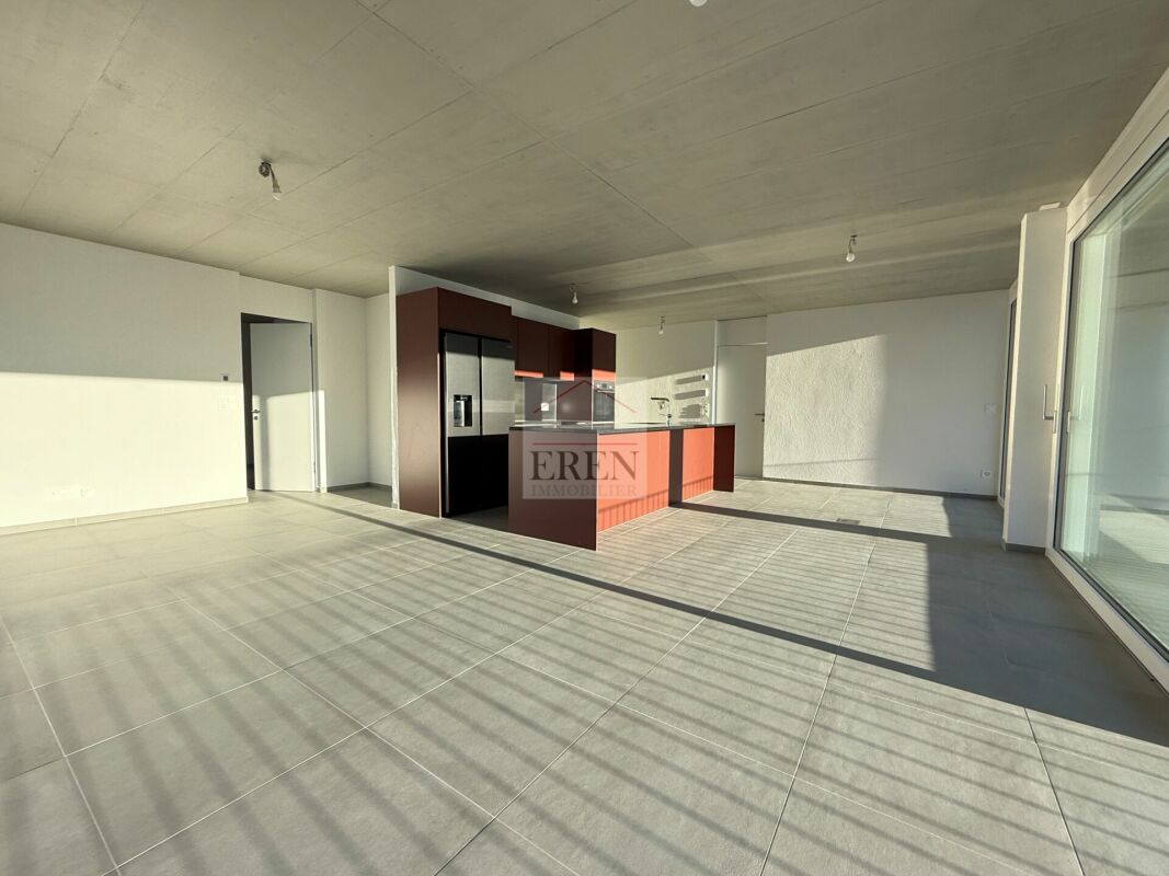Superbe attique 4 pièces avec façades vitrées et grand balcon-terrasse panoramique de 45 m2