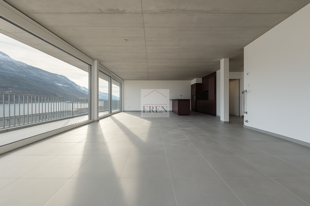 Magnifique attique 4.5 pièces neuf avec grande terrasse panoramique à Conthey lumineux et moderne