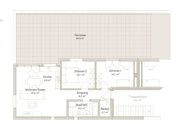 3.5 Zimmer Attika Wohnung 2