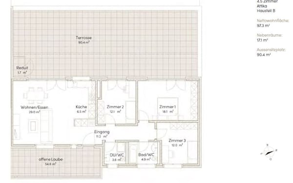 4.5 Zimmer Attika Wohnung 3
