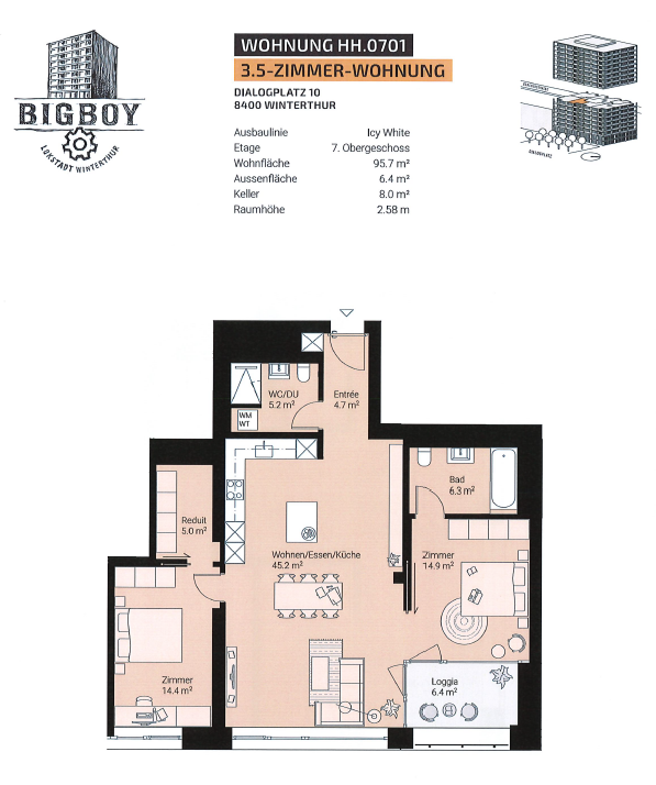Moderne 3.5-Zimmerwohnung in der Lokstadt 10