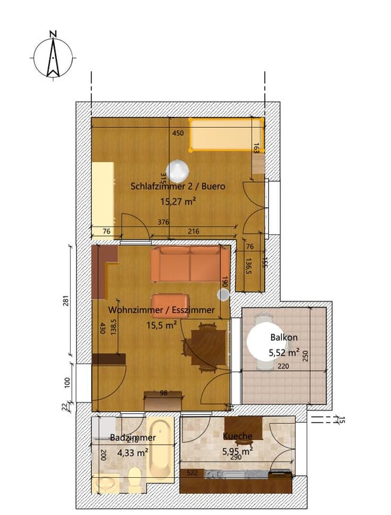 möblierte 1.5-Zimmer-Maisonettewohnung 10