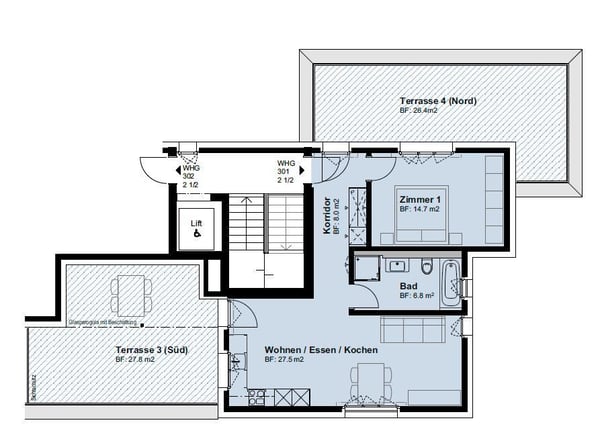 Moderne Wohnung mit zwei grossen Dachterrassen 9