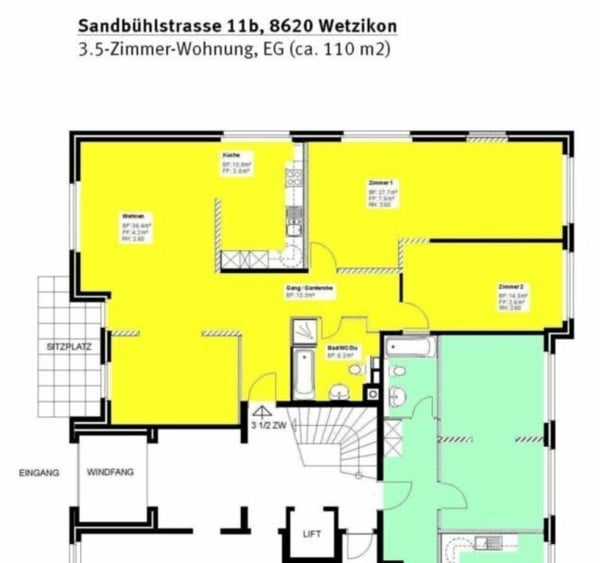 Grosszügige renovierte Wohnung mit Sitzplatz in grüner Umgebung 2