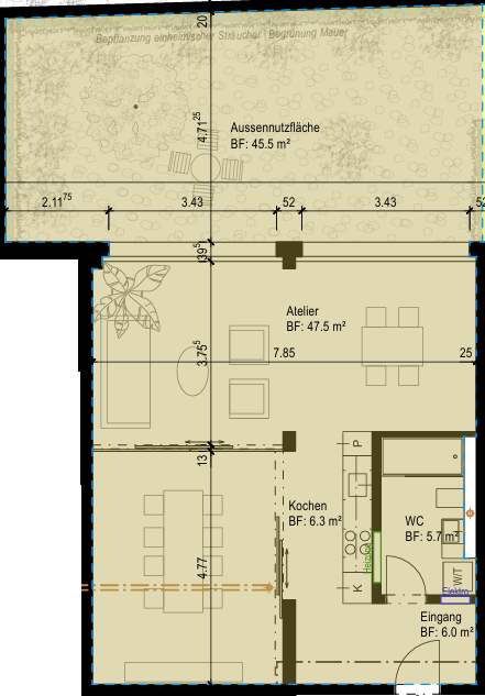 Moderne brandneue Loftwohnung mit Gartensitzplatz an der Bernstrasse (Nr.2) 8