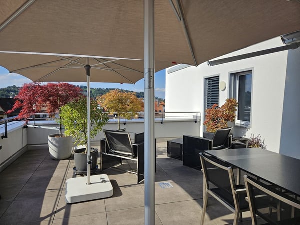 Moderne 1.5-Zimmer-Attikawohnung 18m2 mit Terrasse 93m2 und Balkon 12