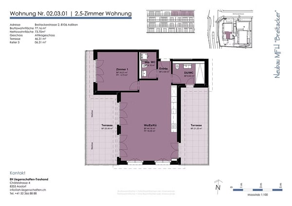 Erstbezug: Moderne Attikawohnung in zentraler Lage von Adlikon 3