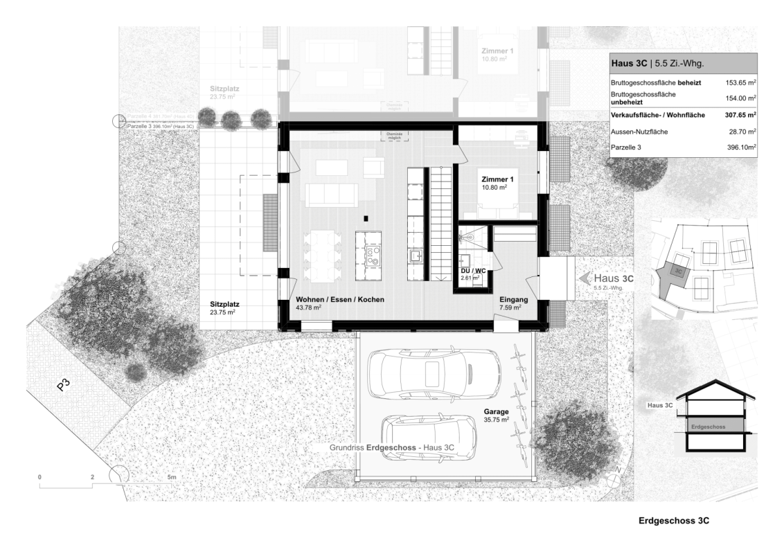 5.5-Zimmer-Doppeleinfamilienhaus als hochwertiger Erstwohnsitz (3C) in Davos Wiesen