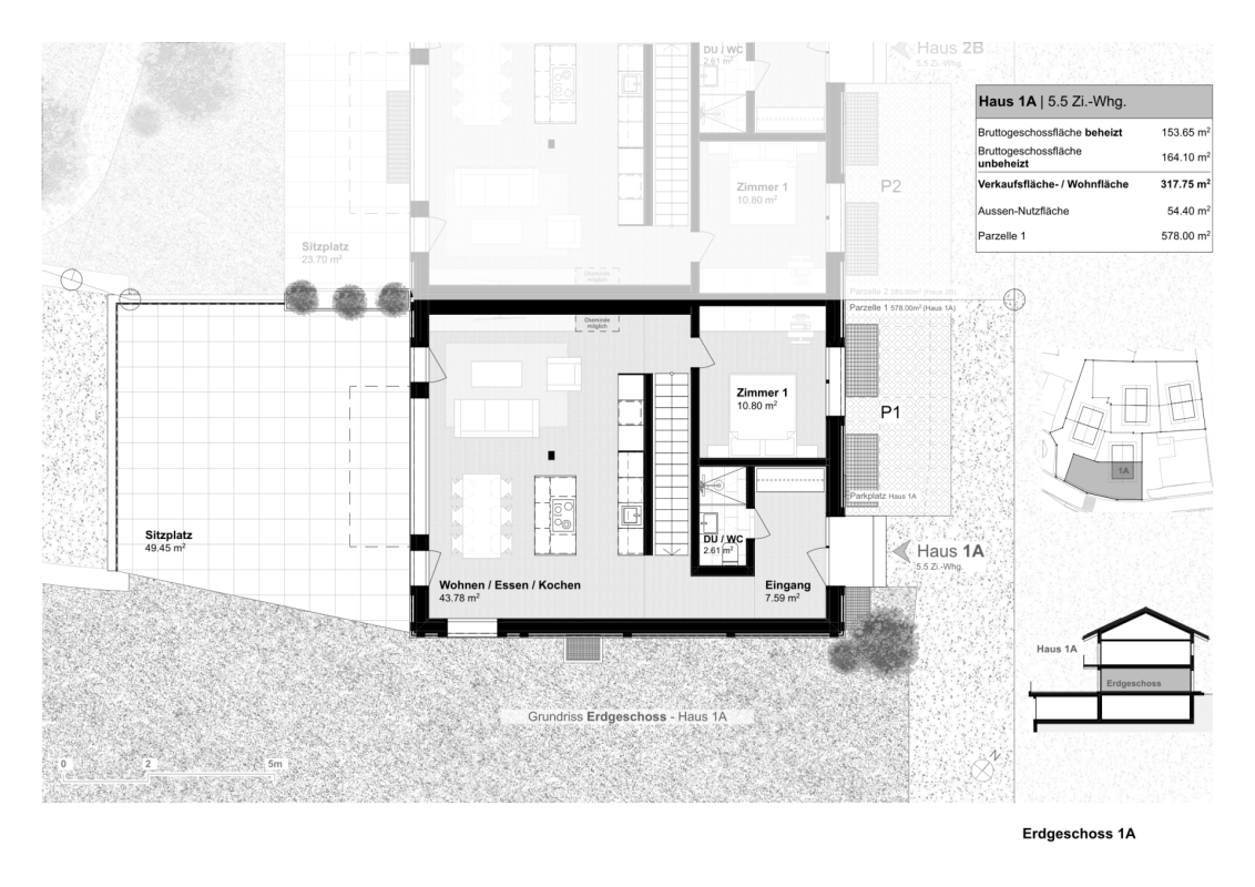 5.5-Zimmer-Doppeleinfamilienhaus als hochwertiger Erstwohnsitz (1A) in Davos Wiesen