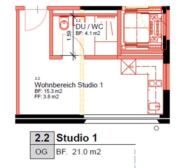 Möbliertes Studio-Apartment – Russikon, Madetswilerstrasse 18 5
