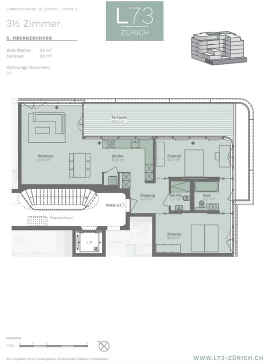 Furnished 1.5-room apartment for sublet in central Zurich 8