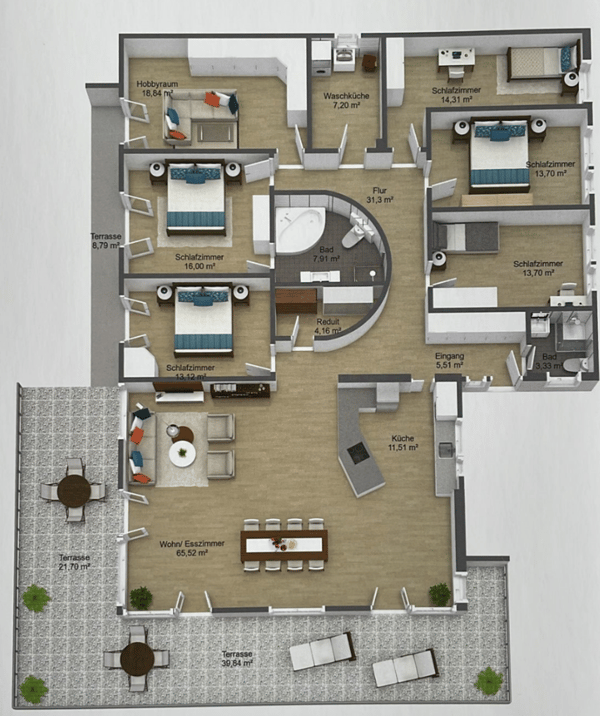 6.5-Zimmer-Terrassenwohnung möbliert / teilmöbliert hochwertige Ausstattung in Muri AG 5