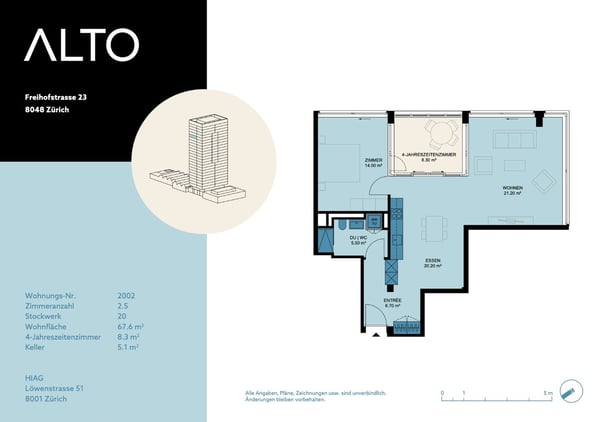 High-Floor 2.5-Room Apartment, open views to the City and Uetliberg 9