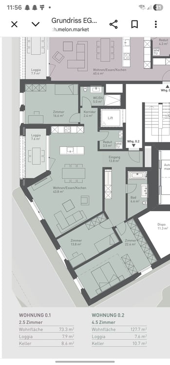 Moderne 4.4 Zimmerwohnung in Wohlen 2