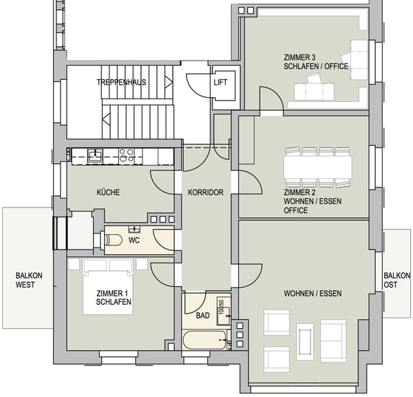 3.5-Zimmer Wohnung in nächster Nähe der Spitäler Balgrist 4