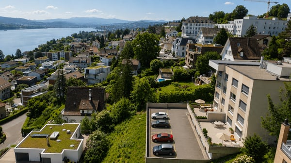 Sicherer Außenparkplatz mit Seesicht in Zürich 4