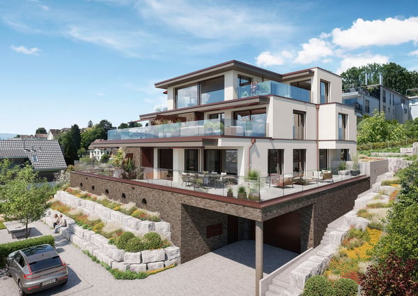 Erstvermietung: 3.5-Zimmer-Wohnung mit Panoramasicht der Extraklasse, inkl. 2x Einstellstellplätze 1