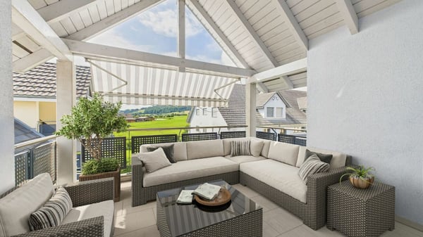 Dachwohnung mit offenem Wohnbereich und Aussicht ins Grüne 1