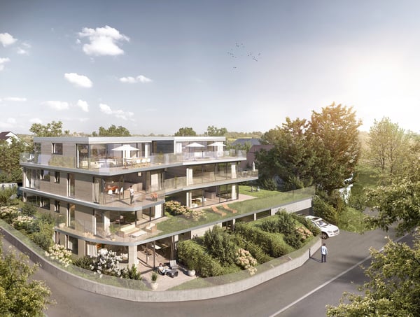 Luxus Wohnung im 1. OG mit Balkon und Weitsicht bis in die Alpen 1