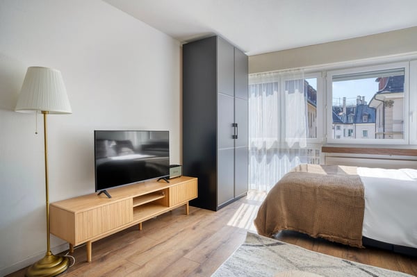 Helles Studio (2.5 ZW) Unterstrass, 10 mit Tram von HB, by Blueground 1