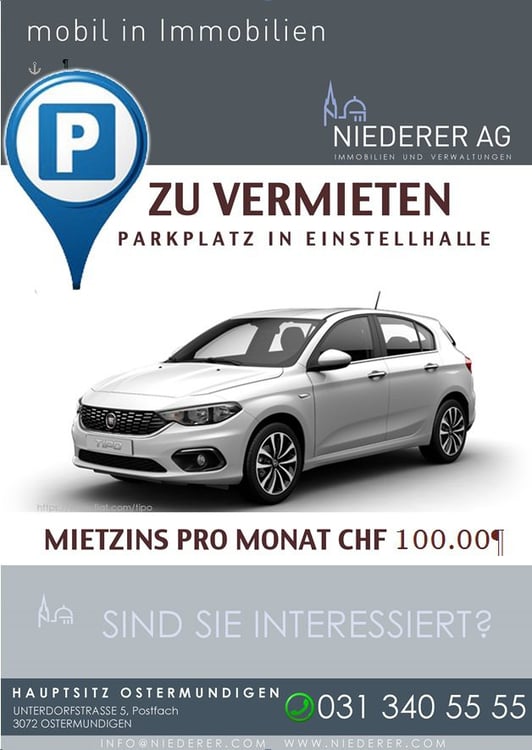 Mehrere Einstellhallenplätze für je CHF 140.00 verfügbar 1