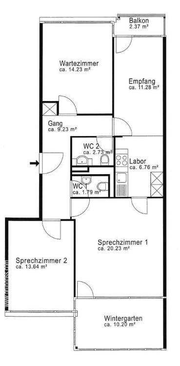 Praxis-/Büroräume mit flexibler Gestaltungsmöglichkeit im Gundeli 13