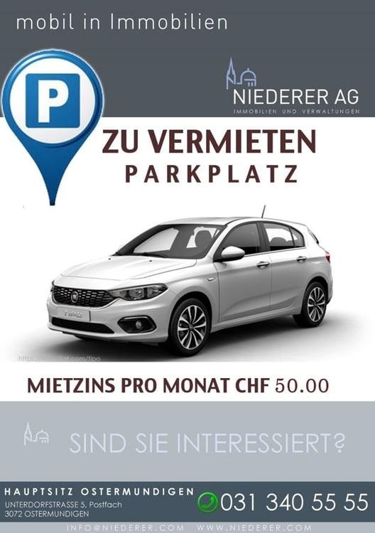 Aussenparkplatz ab sofort für CHF 11.00 verfügbar 1