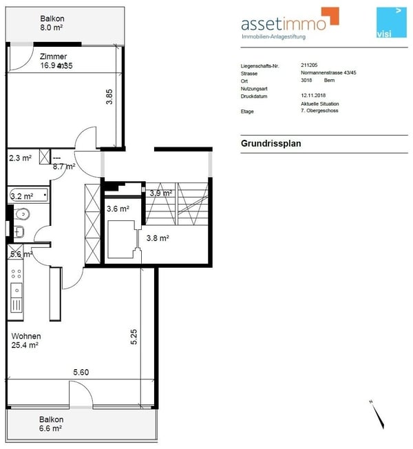 1.5-ZW à 13 m² im 7. OG mit Balkon 9