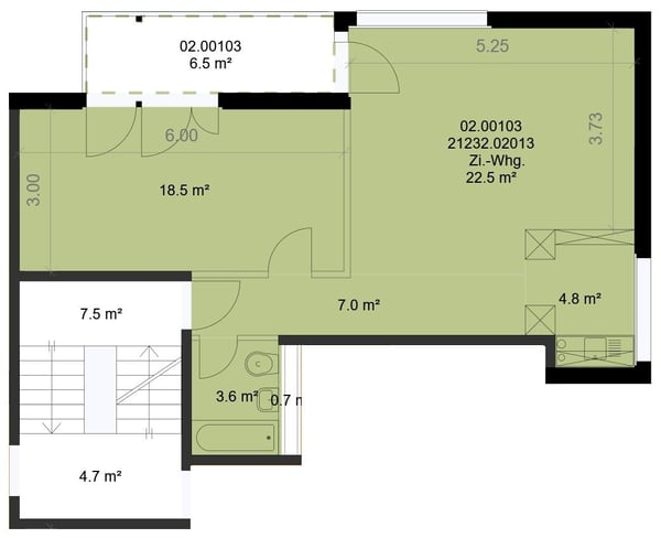 2-ZW à 56 m² im 2. OG 5
