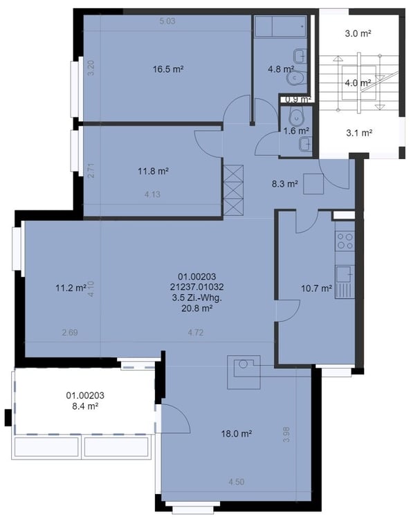 Grosse 3.5-ZW à 102 m² zuoberst im 3. OG 10