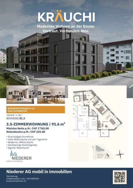 Letzte Chance: Mieten wie ein Eigentümer 3.5-Zimmer-Neubauwohnungen mit Kochinsel im Kräuchi-Areal