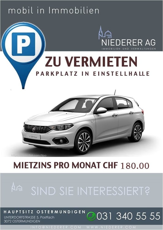 Einstellhallenplatz für CHF 240.00 zu vermieten 1