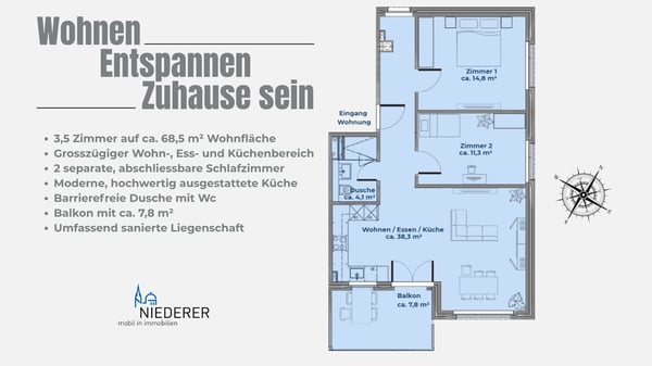 Erstbezug nach Totalsanierung moderne 3,5-Zimmer-Wohnung in Oberburg 2