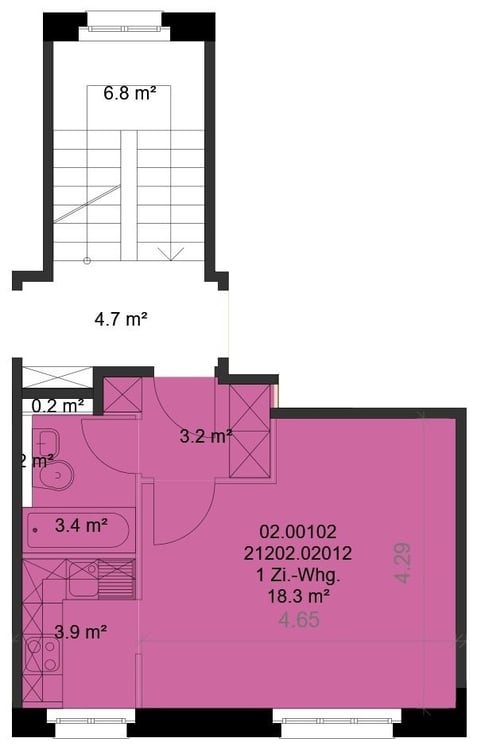 Ruhig gelegene 1-ZW à 28 m2 im Hochparterre 6