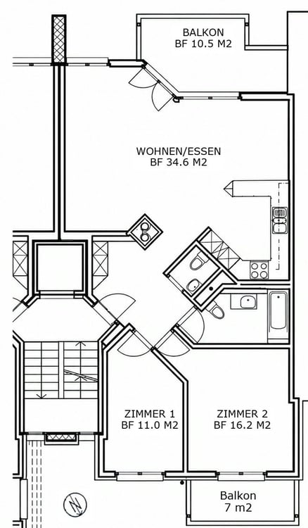 Grosszügige 2½-Zimmer-Eigentumswohnung mit zwei Balkonen 12