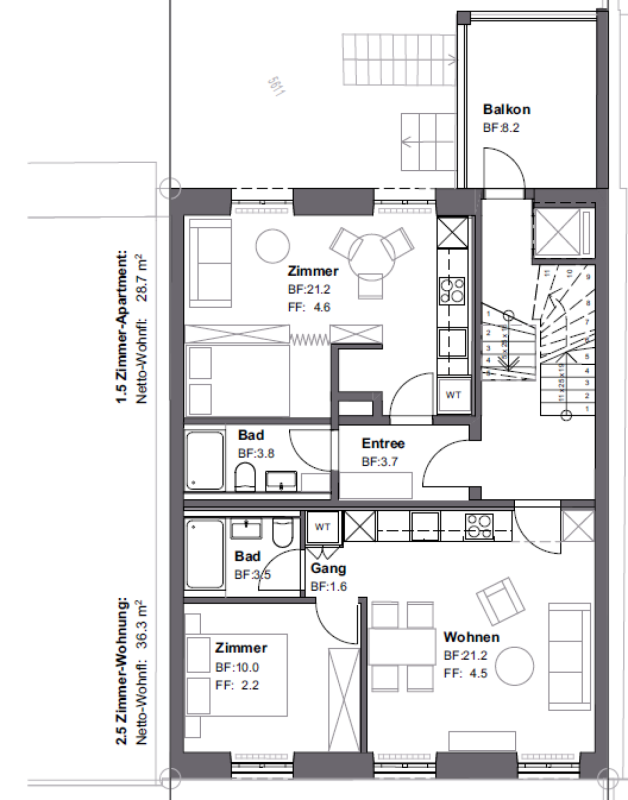 Neue, moderne 1.5 Zimmer Wohnungen in Basel Stadt