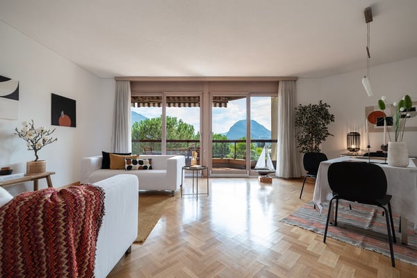 Bellissimo 1.5 con terrazza vista lago, piscina coperta e sauna. 1
