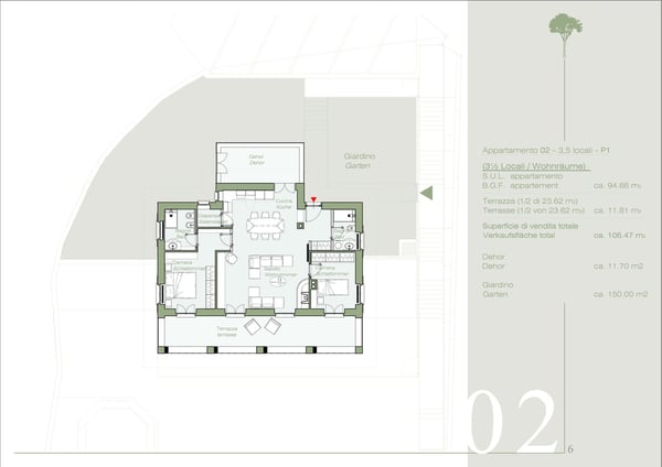 Panoramico appartamento da 1.5 locali con grande giardino 1