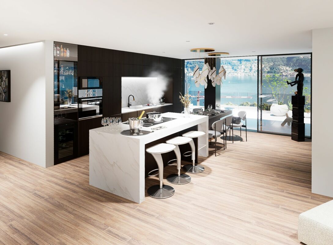 Attico da sogno con vista lago, wellness e piscina