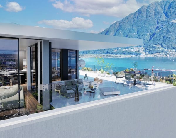 Attico da sogno con vista lago, wellness e piscina 1