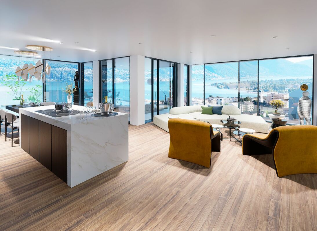 Attico da sogno con vista lago, wellness e piscina