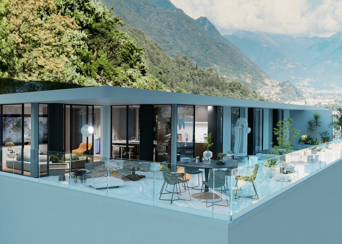 Attico da sogno con vista lago, wellness e piscina