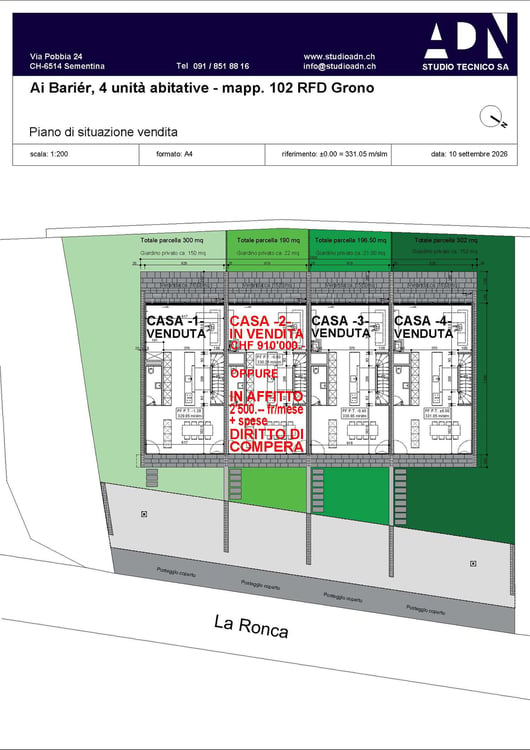 GRONO AFFITTASI/VENDESI ULTIMA CASA A SCHIERA DI STANDARD SUPERIORE 10