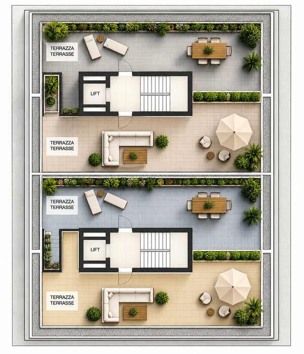 3,5 locali con grande terrazza, piscina, palestra e area wellness 12